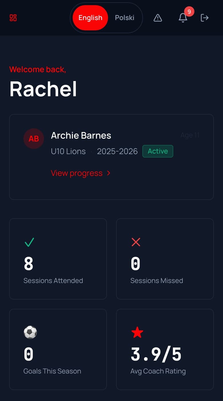 AcademyOS parent app — fictional demo data